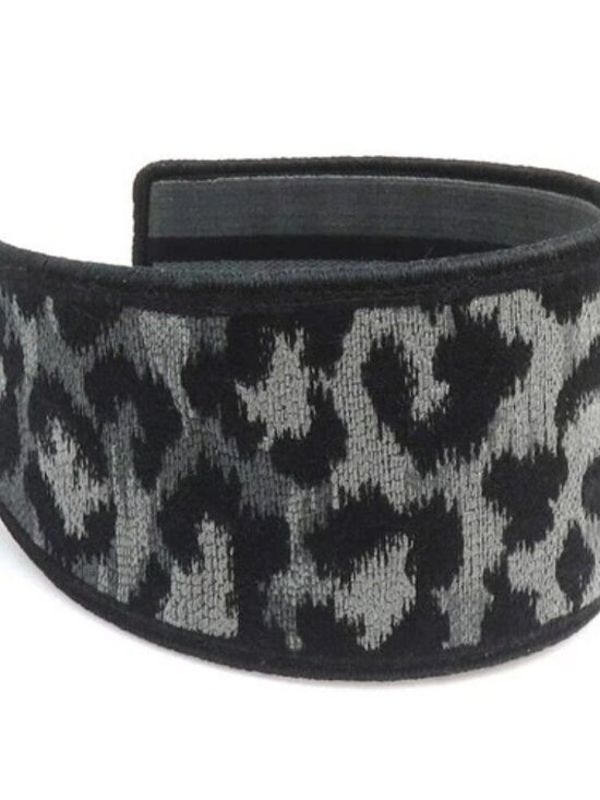 Auth Christian Dior Leopard Head Band Black/Gray Canvas - h32080a main image 5